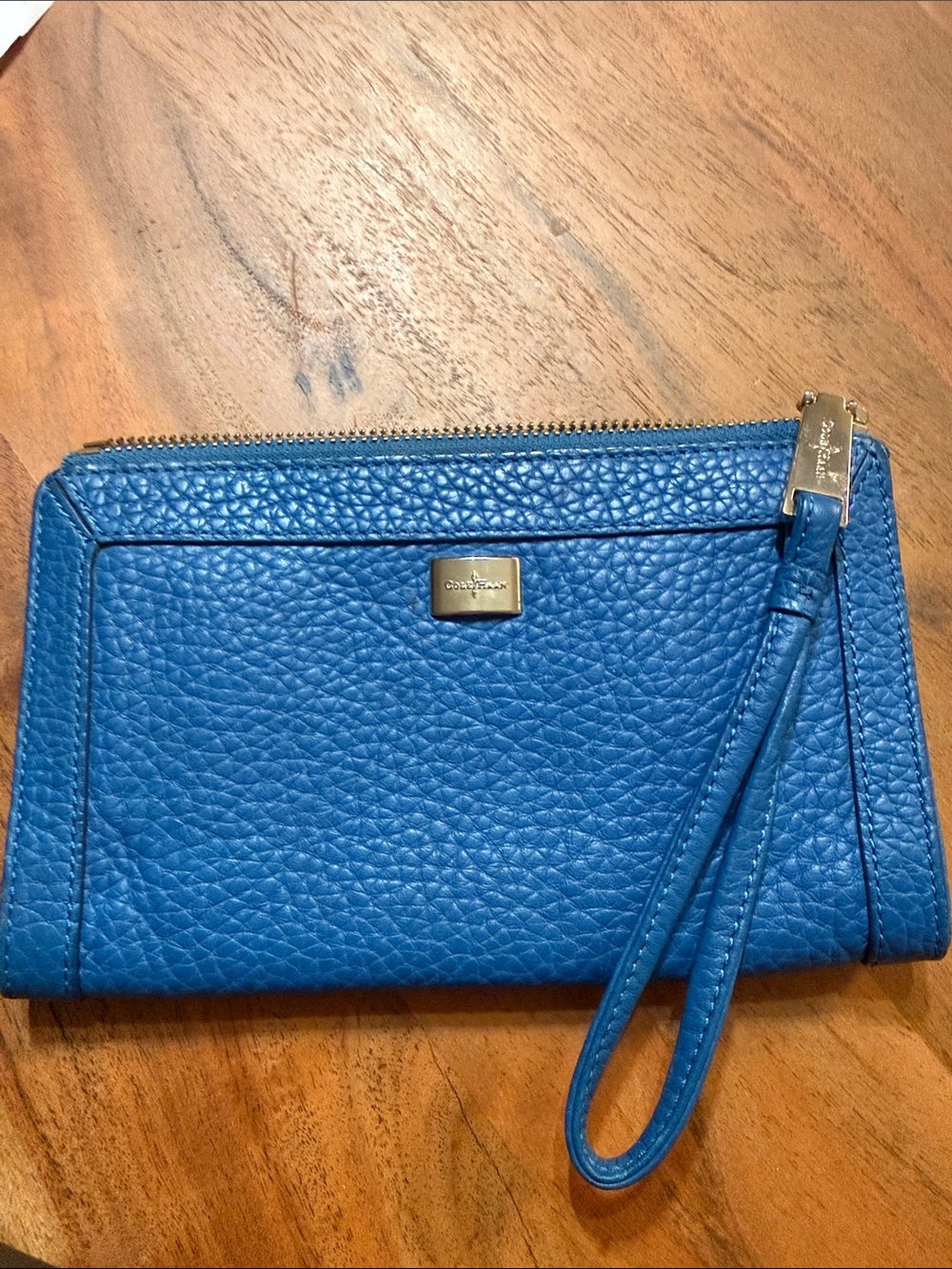 Cole Haan Blue Leather Wristlet Clutch